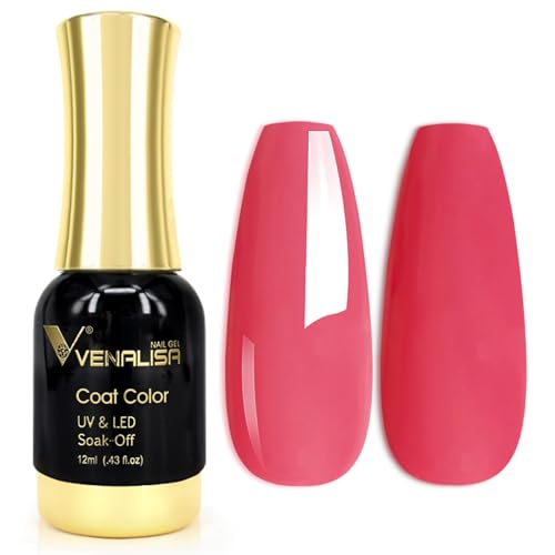 VENALISA 12ml Coral Red Gel Nail Polish Soak Off Nail Lamp UV LED Natural Nail Gel Polish Nail Art DIY Manicure French Gifts, 0.43 OZ