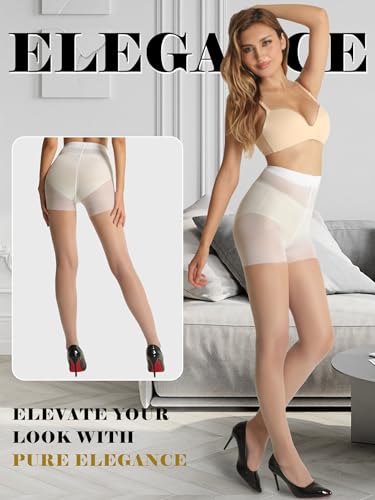 Image of SUREPOCH 20D Sheer Tights Control Top Black Pantyhose for Women Tummy Control Nylon Stockings