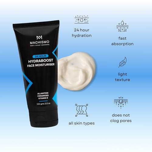 Image of Machismo 24 Hour Hydraboost Face Moisturizer | Oil-Free, Daily Hydration With Ceramide, Vitamin E, Lightweight, Non-Sticky, Nourishing, Fast Absorbing
