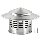 SWAWIS Ø 110mm Chapeau de Cheminée Rond en Acier Inoxydable, Chapeau de Pluie de Toit, Capot de Cheminée, Protection Contre les Intempéries Ventilation, Empêche les Feuilles et Animaux d'Entrer