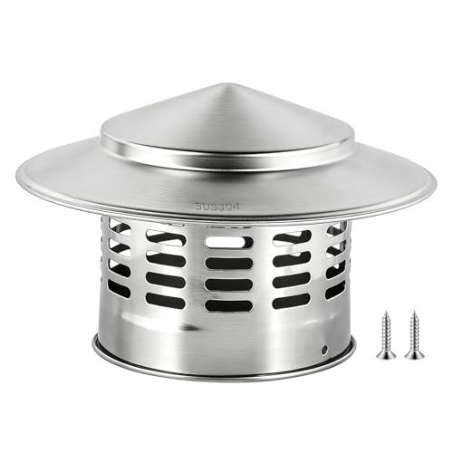SWAWIS Ø 110mm Schornsteinabdeckung Runde aus Edelstahl 304 Regenhaube Schornstein Kaminhaube Kaminabdeckung Schornsteinaufsatz für Kaminrohr Ofenrohr Kamin Schornstein Wetterschutz Entlüftung