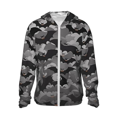 Veste à capuche UPF 50+ Halloween Bats homme chemise de soleil grise