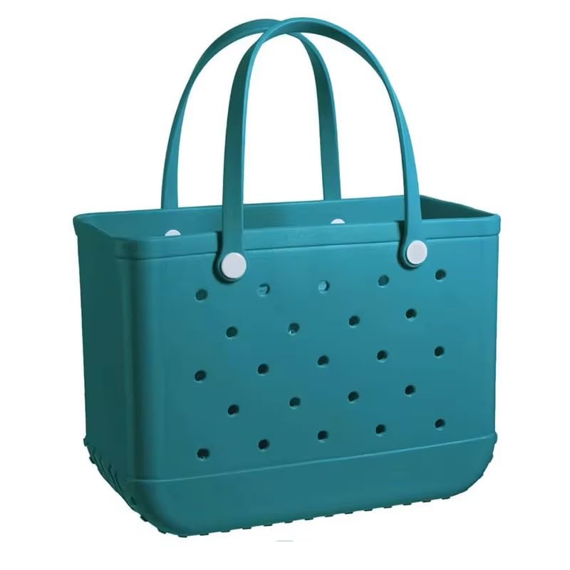 Lake Blue Rubber Beach Bag Beach Tote Bag - Rubber Tote Handbag Waterproof Bags for Women, Travel Totebags for Pool Sports