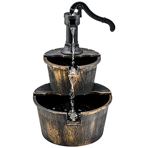 FANTASK Brunnen mit Pumpe, Springbrunnen Gartendeko, Gartenbrunnen...