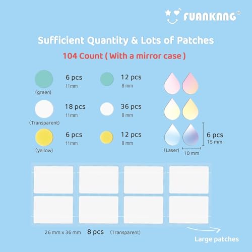 Patchs hydrocolloïdes boutons : éliminez l'acné avec 104 formes colorées et miroir - 3