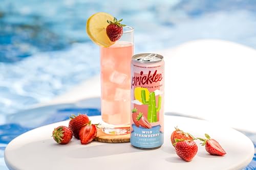 Pricklee Wild Strawberry Cactus Water - Packed With Antioxidants, Electrolytes, Vitamin C - Natural Sports Drink for Immunity, & Recovery - Non-Sparkling, Low-Sugar, Low-Calorie, No Caffeine