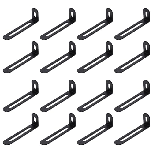 sourcing map 30Pcs Adjustable L-Shape Corner Brace, 24mm x 72.5mm x 15mm Metal Slotted 90 Degree Right Angle Corner Shelf Bracket Support Brace for Wooden Furniture Cabinet, Black
