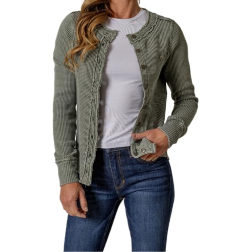 Kimes Ranch Women's Bella Cardigan – Waffle Knit, Button-Front, 100% Cotton, Vintage Wash2