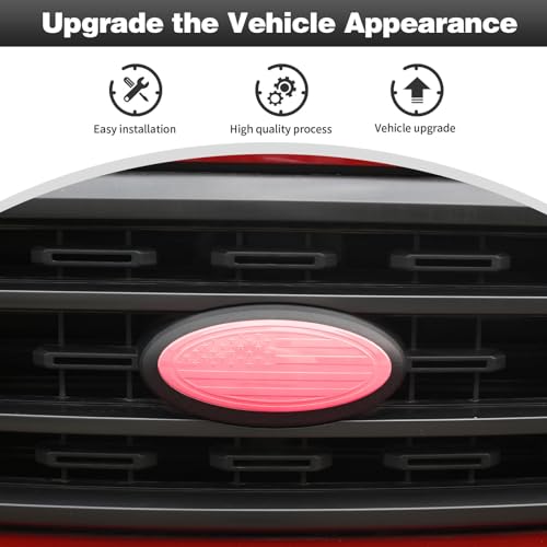 Image of CheroCar for F150 Emblem Cover Trim,Logo Back Badge Decoration Cover Trim Compatible with Ford F150 F-150,Pink