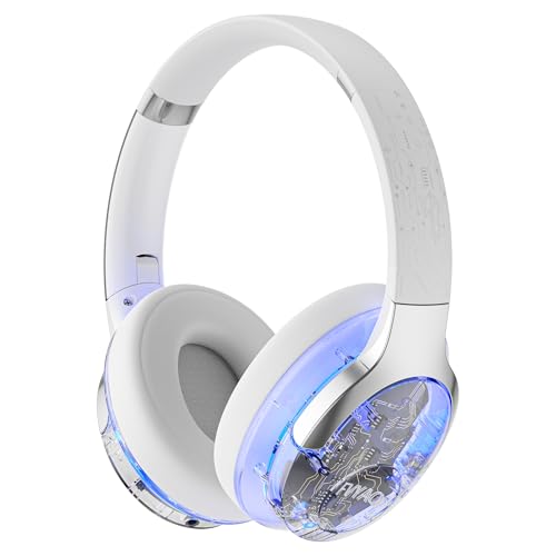 Bluetooth Headphones Over Ear RGB Light, 65H Playtime