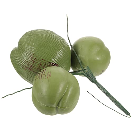 SEWACC 1 Bunch Artificial Coconut Fake Fruit Simulated Food Model Simulation Cokernut Decorations for Jungle Hawaiian Luau Tropical Wedding Party Decoration Display