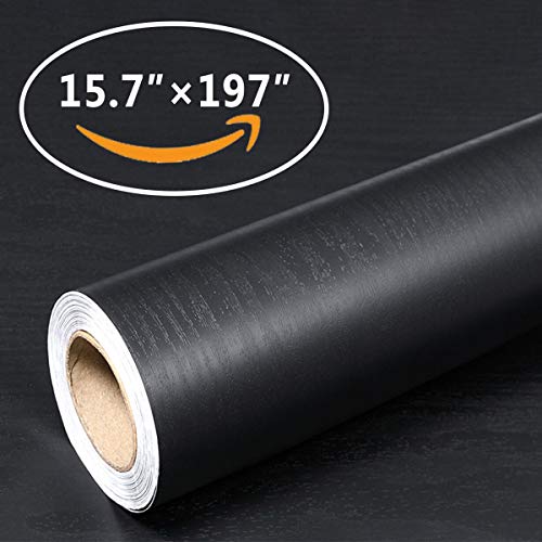 Home Dr Black Wood Self Adhesive Paper 15.7" X 197"Decorative Self Adhesive Vinyl