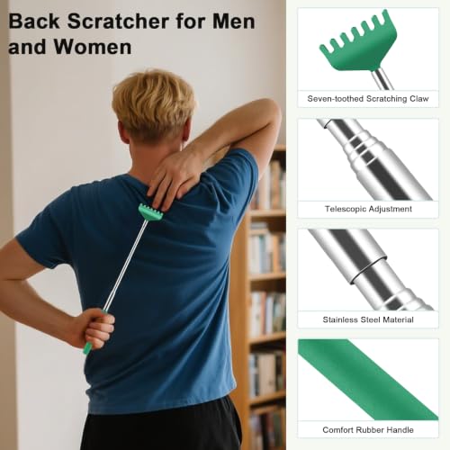 Image of HOFASON Back Scratcher 6 Pack, Stocking Stuffers for Men Adults Women Teens | Christmas Small Bulk Gifts for Men Women Teens, White Elephant Gag Birthday Gifts, Party Favors Prizes for Adults (Green)