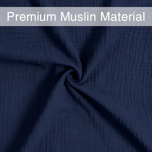 Image of Meracorallo Muslin Swaddle Blanket, 100% Cotton Receiving Blanket Soft and Breathable Swaddle Wrap for Baby Boys and Girls, Navy Blue