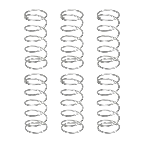 uxcell 6Pcs Compression Springs, 0.8mm Wire Diameter x 11mm OD x 30mm Length 304 Stainless Steel Extension Spring Ballpoint Pen Pressure Springs for Shop Home Repairs, Silver