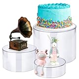 Weysat 3 Pcs Acrylic Risers for Display Stands, Round Cake Dessert Stand 3 Sizes, 6'x2', 7'x4', 8'x6', Food Risers Cylinder Nesting with Hollow Bottom for Wedding Parties Brunch Jewelry Show (Clear)
