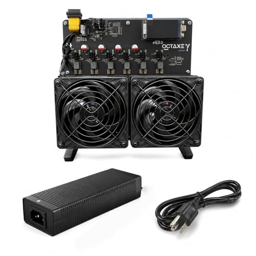 NerdOCTAXE γ Rev3.1 12TH/s BTC Solo Miner, BM1370 Chip 16J/TH 200W Low Power, 50dB Low Noise Open Source Mining Machine, Compact Black Home BTC Miner