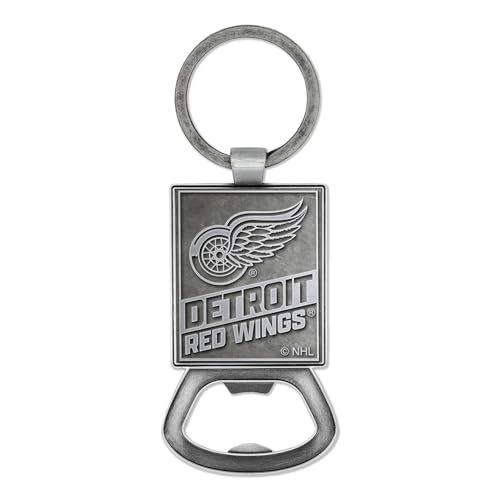 Rico Industries NHL Hockey Detroit Red Wings Pewter Style Bottle Opener Keychain