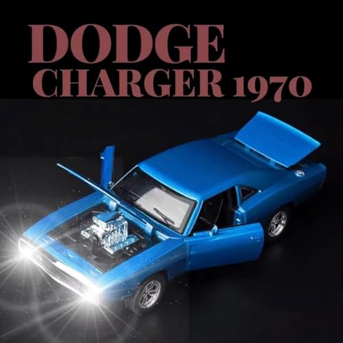 Image of WORSHIPER 1:32 Dodge Charger F & F7 Exclusive Alloy Metal Pull Back Die-cast Car Model with Sound Light Mini Auto Toy for Kids for Toy Car with Sound and Light (1:32 Dodge Charger F & F7 - Blue)