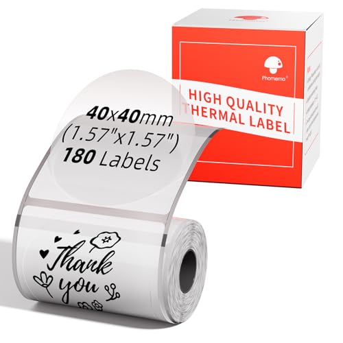 Phomemo M110 Etiquetas autoadhesivas redondas y transparentes para impresoras de etiquetas Phomemo M110/M220/M221/M200/M120/M100/M108/M150/M250/M260 de 40 x 40 mm, 200 etiquetas/rollo (transparente)