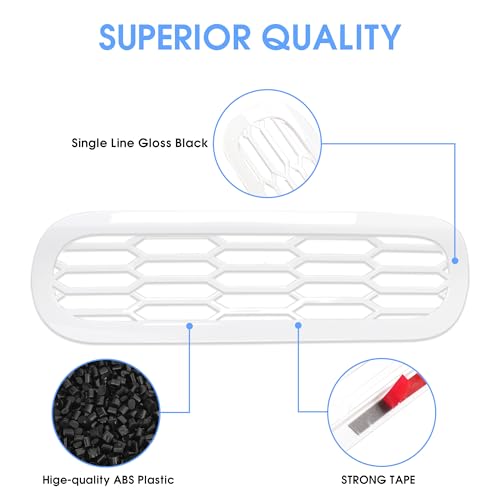 Image of sukemichi White Front Grille Inserts Mesh Grill Cover for Ford Bronco | Decals stickers covers,Fits 2021-2026 Base /Big Bend /Outer Banks /Badlands exterior accessories,Not for Sport,ABS,6 Pack