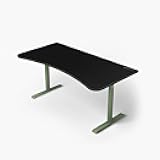 Arena Ultrawide Curved Gaming and Office Desk with Full Surface Water Resistant Desk Mat with 3 Custom Monitor Mount Cut Outs and Under The Desk Cable Management Netting - Forest Green