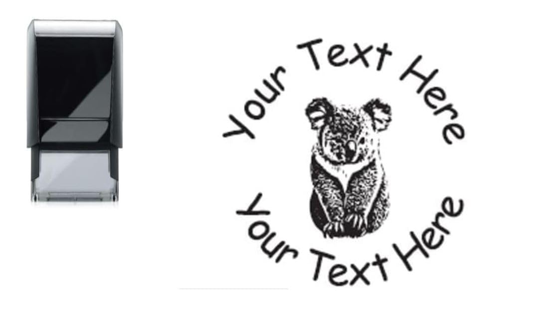 Athena Stamps Ltd - Personalised Cute Koala Bear self Inking Stamp - 28mm