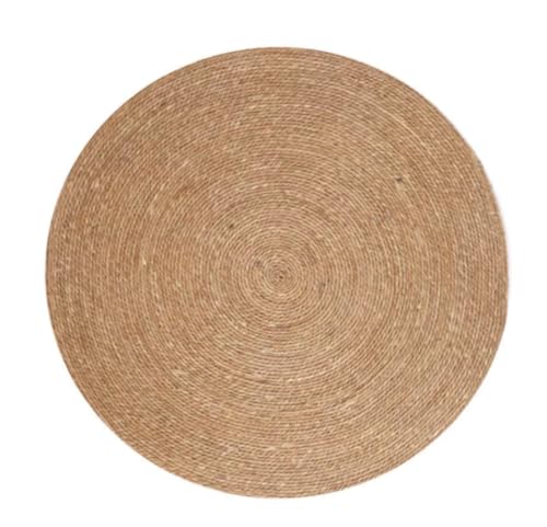 PANJIEい草円形カーペット 涼感マット 防虫防カビ 洗える 北欧風 和モダン リビングルーム用 夏の快適空間 (円形*直径100cm)