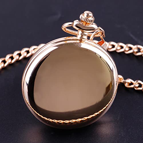Image of Smooth Pocket Watch Alloy Steel Quartz Roman /Arabic Numerals with 37cm Chain for Father's Day Xmas Best Gifts
