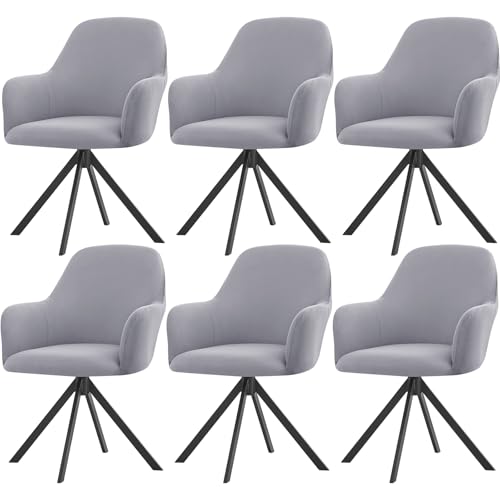 ZRCYXDW Fundas para Sillas De Comedor con Brazos, Impermeable Comedor Sillas Cubiertas con Brazos Respaldo Elástica Giratoria Brazos Respaldo Cubiertas Sillas Estilo Nórdico-Gris Claro-Pack de 6