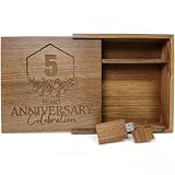 TATMOHIK 5 Year Anniversary Wood USB Flash Drive 32GB USB3.0 with Gift Box