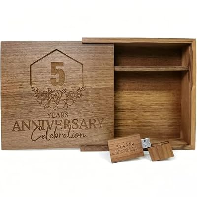 TATMOHIK 5 Year Anniversary Wood USB Flash Drive 32GB USB3.0 with Gift Box