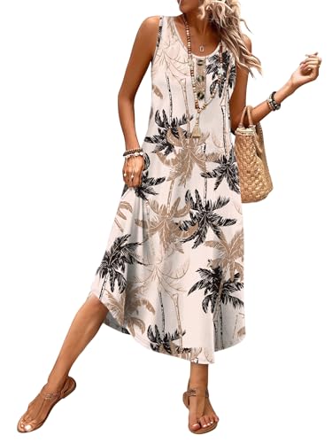 Image of WIHOLL Summer Dresses for Women 2026 Button Front Sleeveless Casual Midi Dress Beach Vacation Sundresses with Pockets
