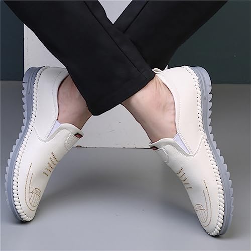 JiuQing Men's Loafers Slip-On Leather Sandals Soft Breathable Summer Walking Casual Driving Shoes4