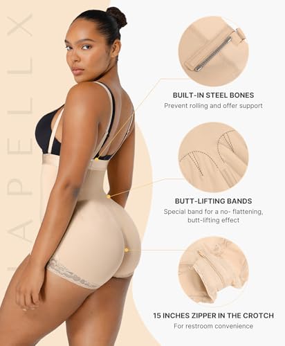 Image of SHAPELLX Shapewear Tummy Control Butt Lifter Panties Body Shaper for Women High Waist Trainer Open Bust Bodysuit