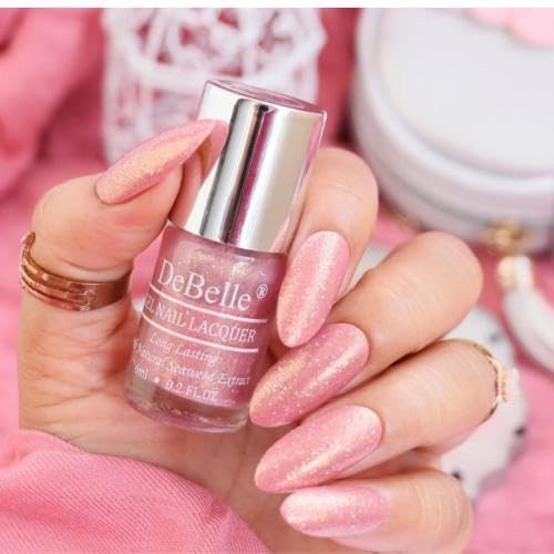 DeBelle Gel Nail Lacquer Magnetic Madelyn(Pink Mauve with Holo Glitters nail polish)| Non UV - Gel Finish |Chip Resistant | Seaweed Enriched Formula| Long Lasting|Cruelty and Toxic Free| 6ml-image-18