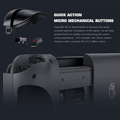 Gamesir X2 Bluetooth Mobile Gaming Controller For Iphone/Android Phone, Wireless Phone Game Controller With 500Mah Battery, Stretch Design Up To 173Mm, Compatible With Apple Arcade And Mfi Games #TOP3