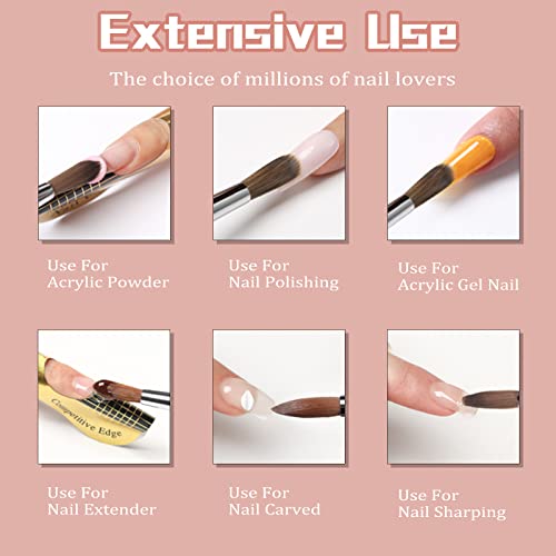 Bqan Kolinsky Acrylic Nail Brush Size 14, Nail Brushes For Acrylic Application, Wood Handle Professional 3D Pure Handmade Round Shape Nail Art Brush #TOP5