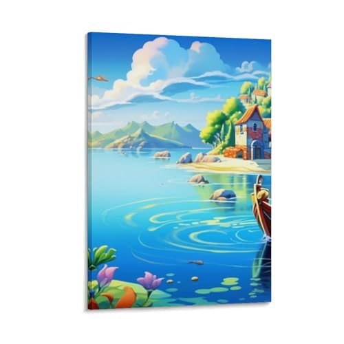 Toile décorative baie de vacances peinture sur toile premium 40x60cm TNSGHAVED