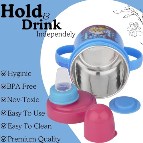 Image of Zerya Hippo Stainless Steel Baby Spout Sipper Cup for Kids /Toddler with Soft Silicone 250 ML (SkyBlue)