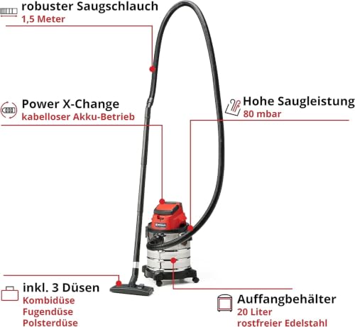 Einhell Akku-Nass-Trockensauger TC-VC 18/20 Li S-Solo
