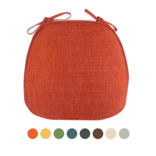 Galette De Chaise Déhoussable et Lavable, Coussin De Chaise D'Intérieur Lot De 4, Coussin De SièGe De Jardin Décoration, Idéal pour IntéRieur Extérieur et Cuisine Orange