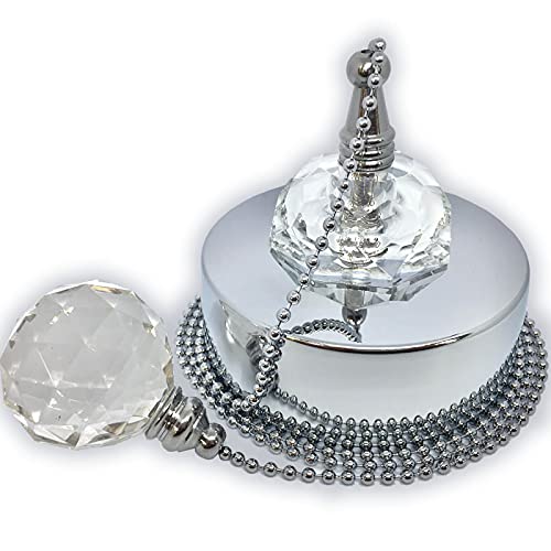 Dalton Electrical Accessories Polished Chrome and Crystal Ceiling Pull Switch with Crystal Ball Pull Chain for Bathroom, Bedroom, 1 or 2 Way Compatible