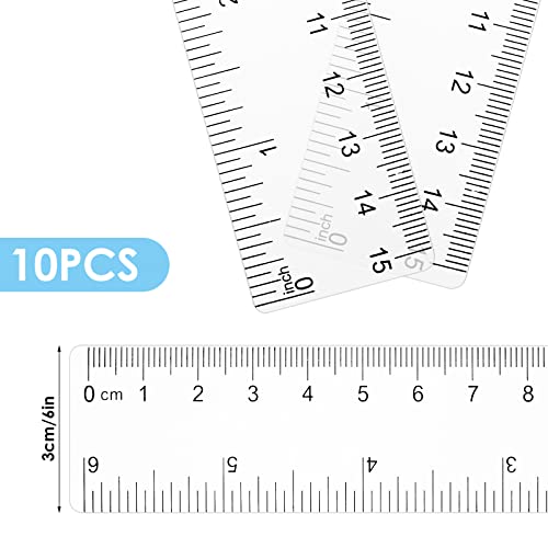 10Pcs Rulers Bulk for Classroom Clear Ruler 6 Inch Ruler Clear Plastic