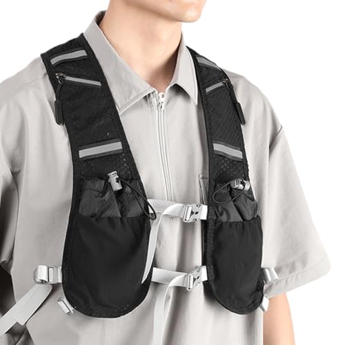 Chaleco de hidratación para hombres corriendo, chaleco de agua que fluye | Chaleco ajustable para correr Packlightweight,Mochila de agua transpirable con soporte para teléfono móvil, bolsillos de