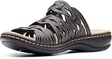 Clarks womens Leisa Faye Sandal, Black Leather, 8.5 US