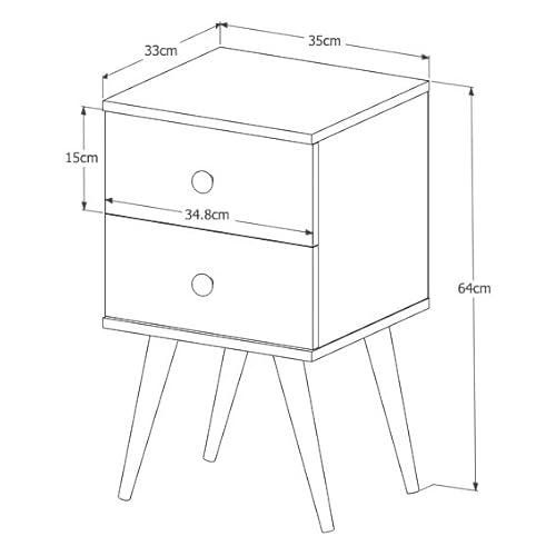 Mesa De Cabeceira com 2 gavetas Retrô Candy - Branco - TuttiCasa