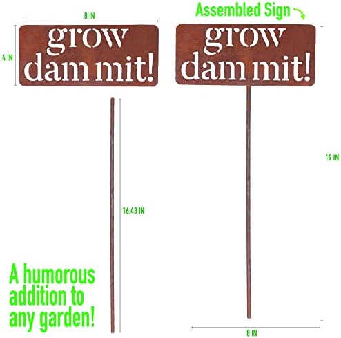 Island Genius Grow Dammit Funny Unique Garden Sign Gardening Gifts for Women and Men
