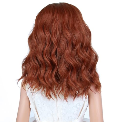 Image of PATTNIUM Kids Ginger Orange Wig Child Short Wavy Wig Dark Orange Wigs for Girls Cosplay Halloween Party Costume Heat Resistant Synthetic Wigs