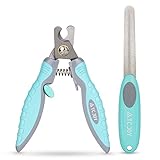 TC Joy Dog Nail Clippers Trimmer - Nail File Set Safe At Home Grooming - Razor Sharp Blades, Safety Lock & Non-Slip Handles - Ideal Small Medium Large Breeds, Light Blue